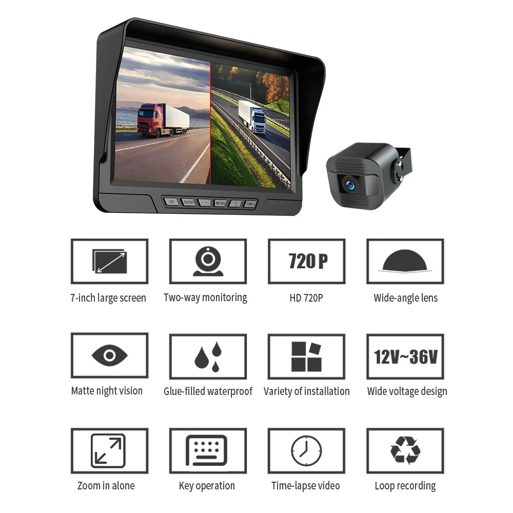 7 inch dual lens 720P truck camera - Image 4