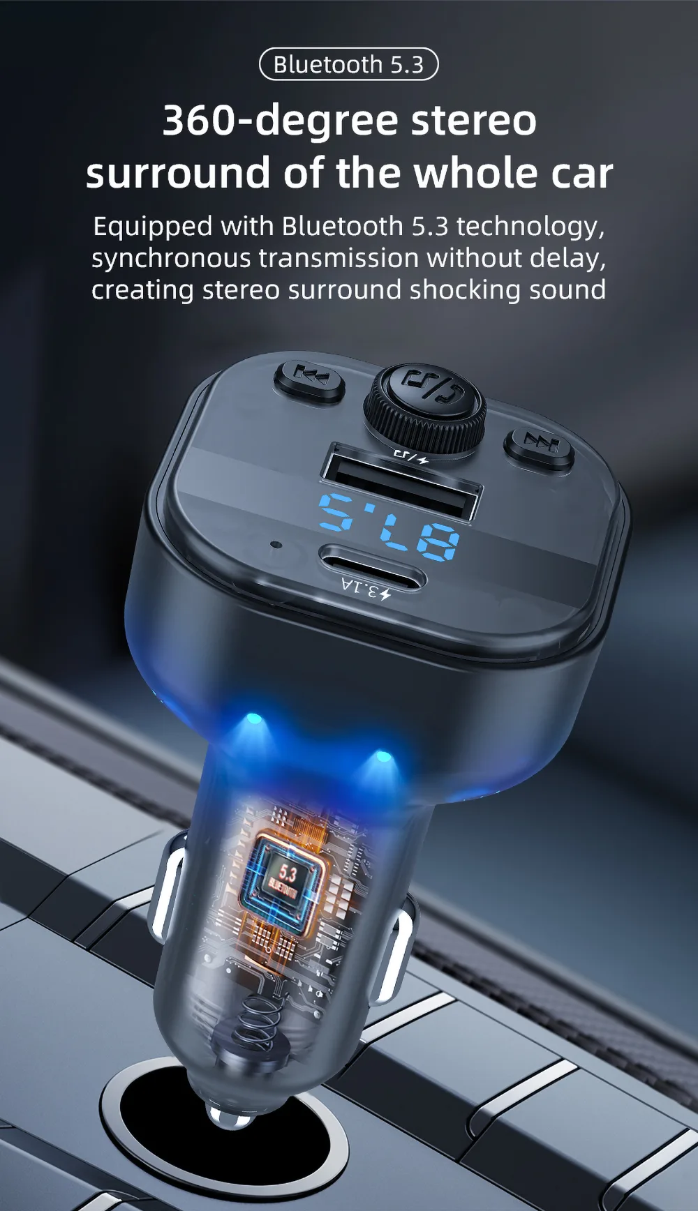 360-degree stereo surround of the whole car