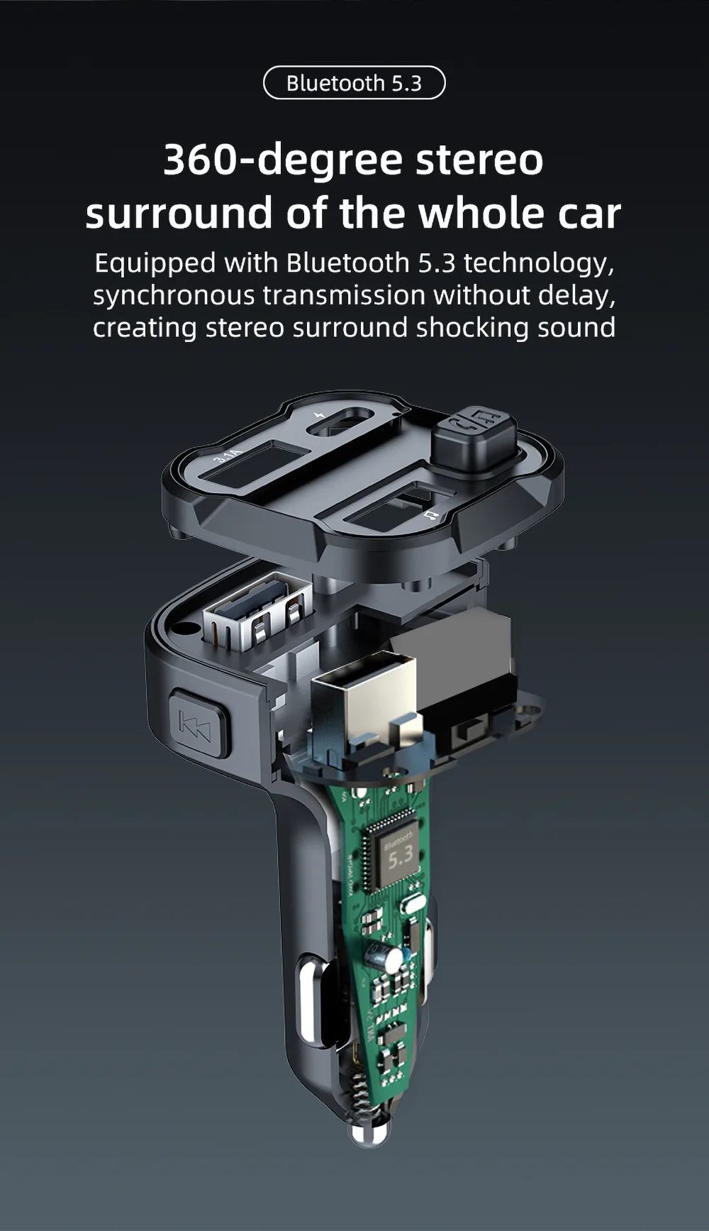 360-degree stereo surround of the whole car
