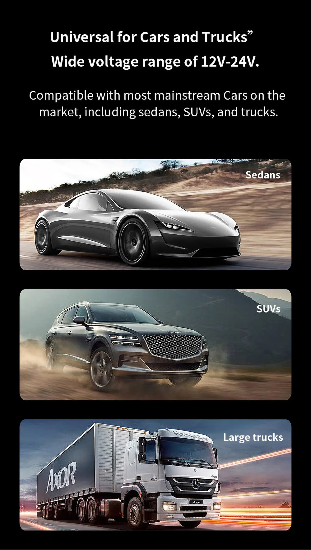 Universal for Cars and Trucks 12V-24V