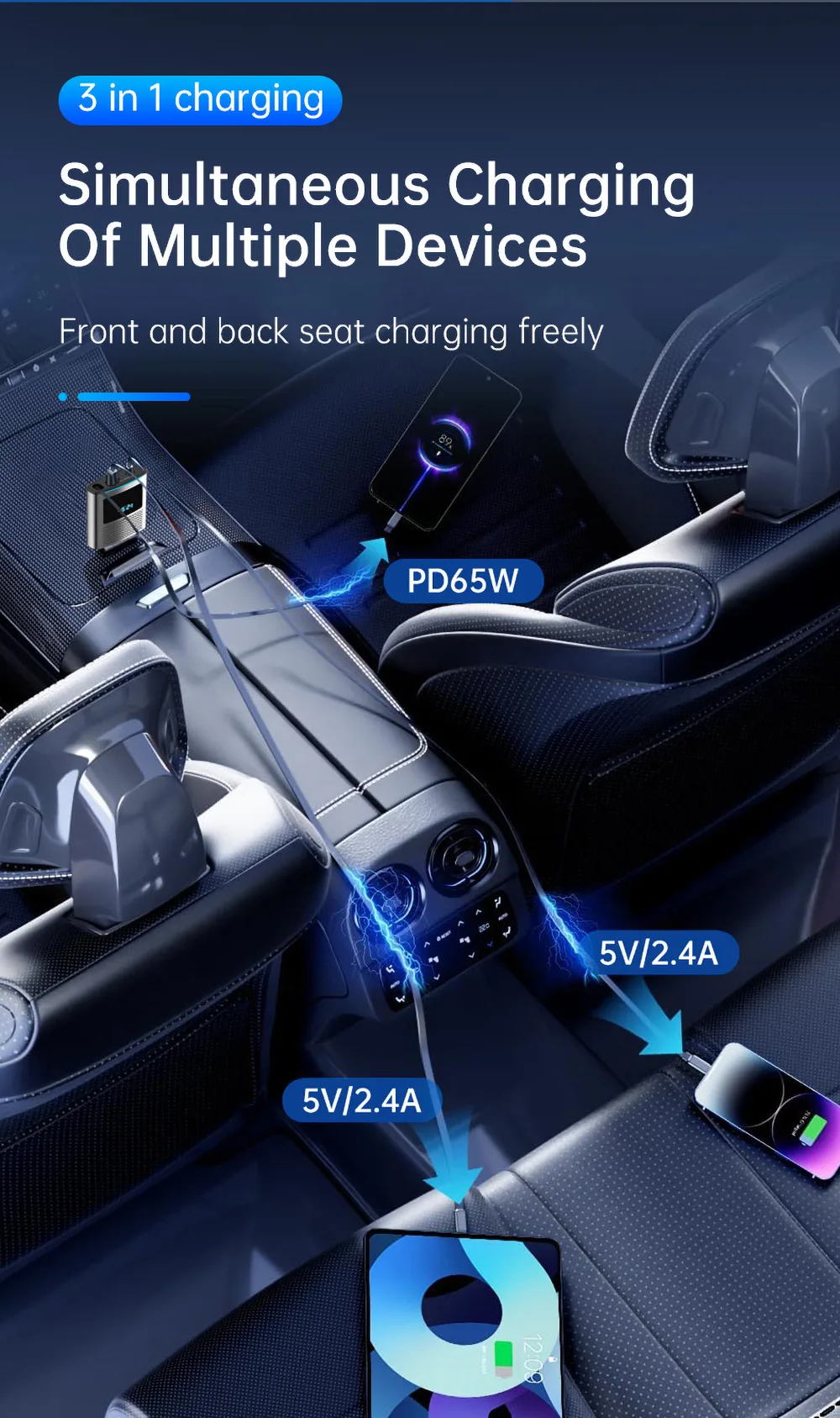 Front and back seat charging freely