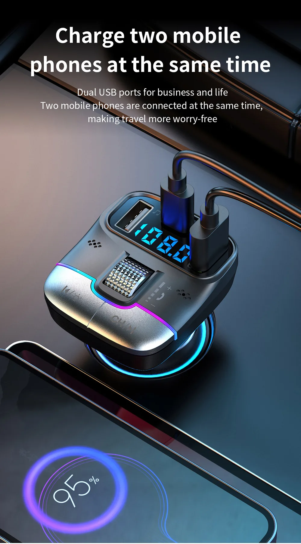 Charge two mobilephones at the same time