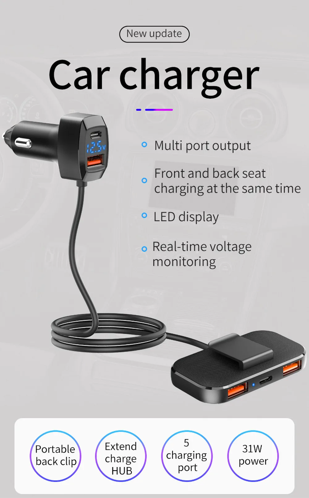 Car charger Real-time voltage monitoring