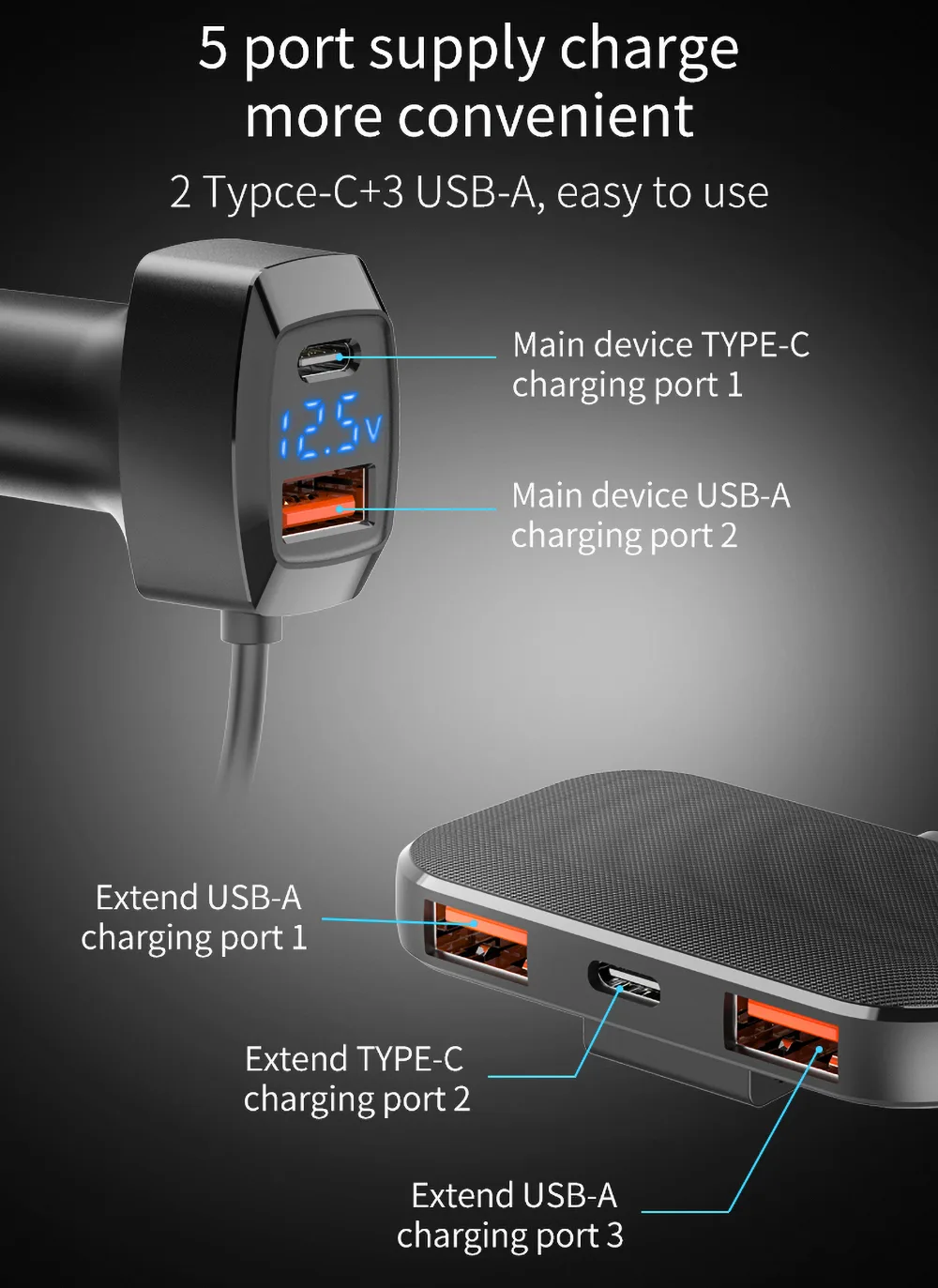 5 port supply charge more convenient