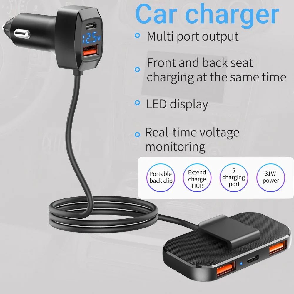 Car charger 5 charging port